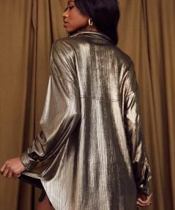 ACOA Ashland Metallic Gold Button Up New Arrivals