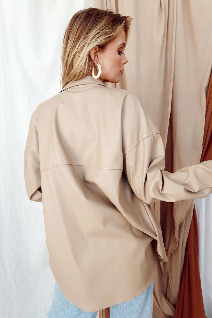 ACOA Owen Nude Vegan Leather Shirt Jacket 10 ACOA Owen Nude Vegan Leather Shirt Jacket