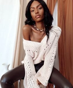 POL Hidden Hills Frost Pink Sweater Sweaters