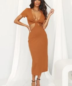 LE LIS CLOTHING Remy Rust Cutout Midi Dress