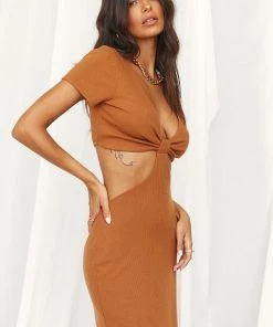 LE LIS CLOTHING Remy Rust Cutout Midi Dress