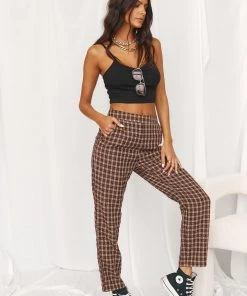 LE LIS Bishop Brown Checkered Trousers 11 LE LIS Bishop Brown Checkered Trousers