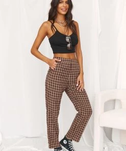 LE LIS Bishop Brown Checkered Trousers 13 LE LIS Bishop Brown Checkered Trousers