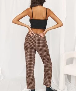 LE LIS Bishop Brown Checkered Trousers 12 LE LIS Bishop Brown Checkered Trousers
