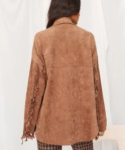 ACOA Desert Palm Brown Fringe Suede Jacket CLOTHING