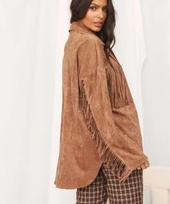 ACOA Desert Palm Brown Fringe Suede Jacket CLOTHING