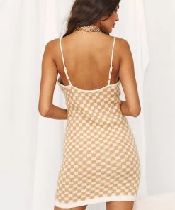 Emory Park Knight Me Gold Checkered Mini Dress CLOTHING 16 Emory Park Knight Me Gold Checkered Mini Dress CLOTHING