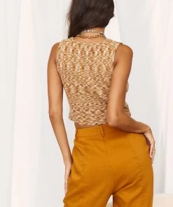 LE LIS Sadie Brown Knit Crop Top