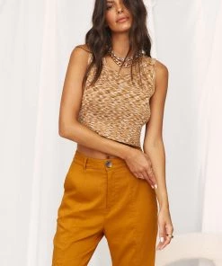 LE LIS Sadie Brown Knit Crop Top
