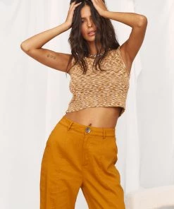 LE LIS Sadie Brown Knit Crop Top