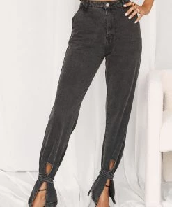 BEIGE BOTANY Sofia Tie Washed Black Jeans