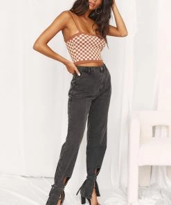 BEIGE BOTANY Sofia Tie Washed Black Jeans