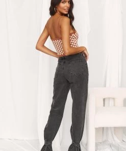 BEIGE BOTANY Sofia Tie Washed Black Jeans