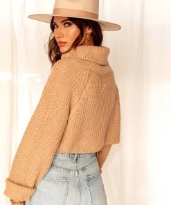 CLOUD TEN No Chill Caramel Crop Sweater