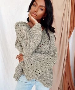 POL Hidden Hills Dust Olive Sweater CLOTHING