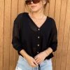 Sans Souchi Saylor Black Knit Top CLOTHING