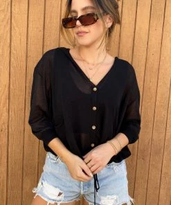 Sans Souchi Saylor Black Knit Top CLOTHING
