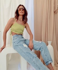 Emory Park Tied To You Matcha Cropped Tank