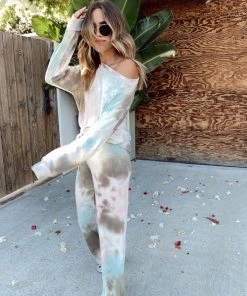 Phil Love La Jolla Aqua Tie Dye Lounge Top