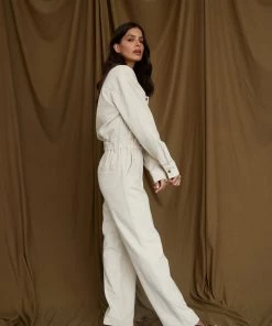 BEIGE BOTANY Bowie Beige Corduroy Jumpsuit CLOTHING