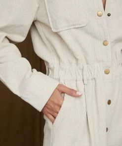BEIGE BOTANY Bowie Beige Corduroy Jumpsuit CLOTHING