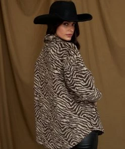 LE LIS CLOTHING Savanna Brown Zebra Shacket