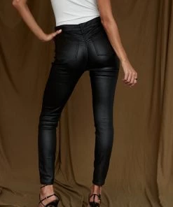 MAKIN INTERNATIONAL Nixon Black Coated Pants CLOTHING