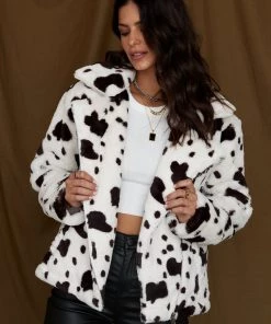 LE LIS Estella Spotted Faux Fur Jacket CLOTHING 17 LE LIS Estella Spotted Faux Fur Jacket CLOTHING