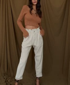 Emory Park CLOTHING Monarch Orange Knit Crop Top