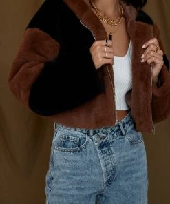 LE LIS CLOTHING Kodiak Colorblock Faux Fur Jacket