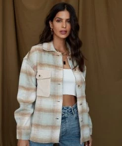 BAEVLY CLOTHING Sullivan Tan Plaid Flannel Jacket