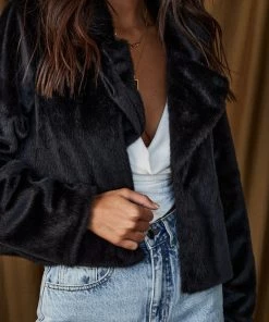 Blue Blush Julian Black Faux Fur Jacket CLOTHING 9 Blue Blush Julian Black Faux Fur Jacket CLOTHING
