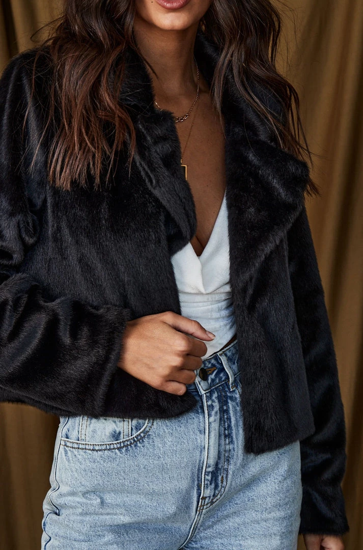 Blue Blush Julian Black Faux Fur Jacket CLOTHING 5 Blue Blush Julian Black Faux Fur Jacket CLOTHING