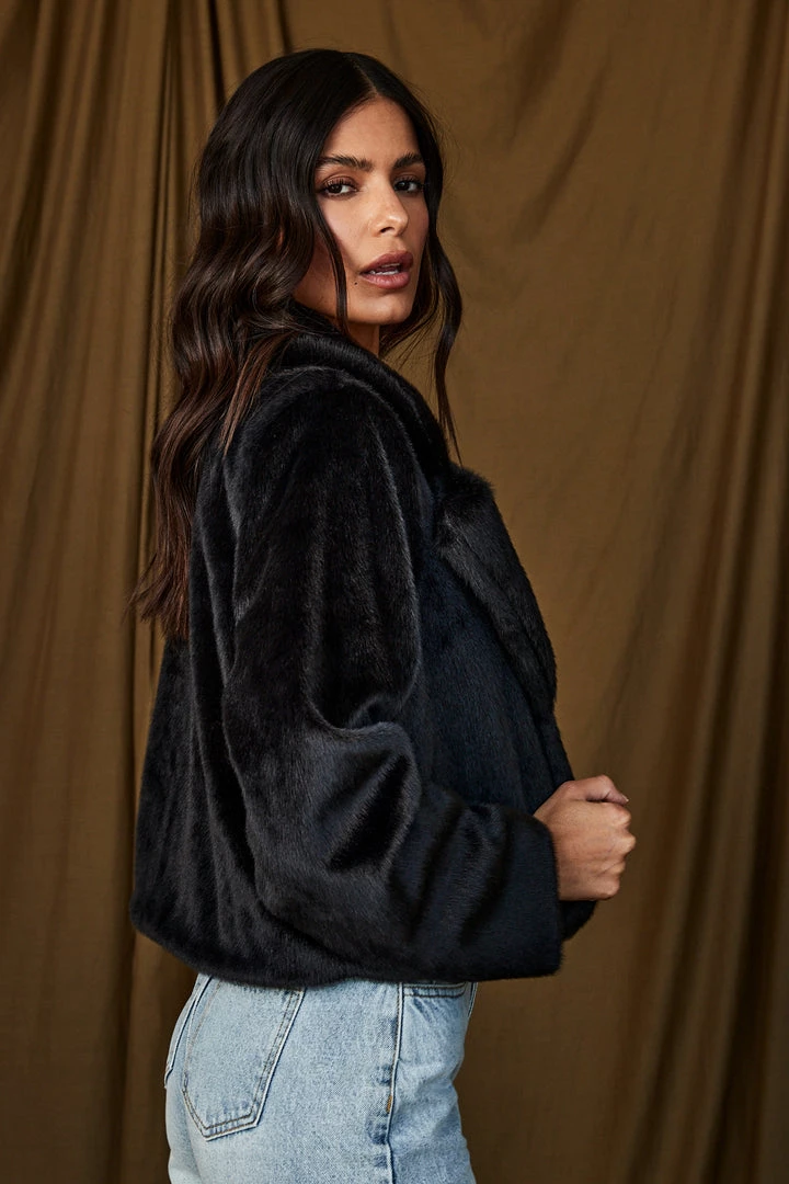 Blue Blush Julian Black Faux Fur Jacket CLOTHING 4 Blue Blush Julian Black Faux Fur Jacket CLOTHING