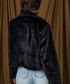 Blue Blush Julian Black Faux Fur Jacket CLOTHING 11 Blue Blush Julian Black Faux Fur Jacket CLOTHING