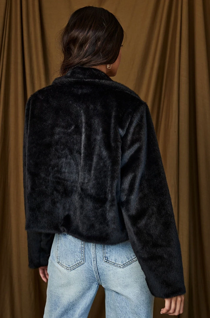Blue Blush Julian Black Faux Fur Jacket CLOTHING 7 Blue Blush Julian Black Faux Fur Jacket CLOTHING
