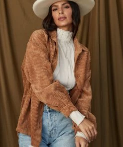 HYFVE Hilton Head Camel Corduroy Shacket