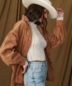 HYFVE Hilton Head Camel Corduroy Shacket