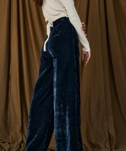 RE:NAMED CLOTHING Rhea Slate Blue Velvet Pants