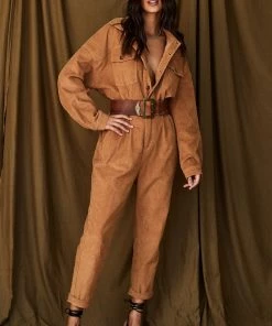 MABLE CLOTHING Hendrix Tan Corduroy Jumpsuit