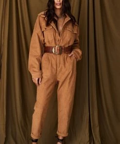 MABLE CLOTHING Hendrix Tan Corduroy Jumpsuit