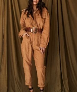 MABLE CLOTHING Hendrix Tan Corduroy Jumpsuit