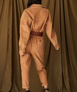 MABLE CLOTHING Hendrix Tan Corduroy Jumpsuit