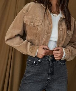 CLOUD TEN CLOTHING Nobody's Baby Brown Corduroy Crop Jacket