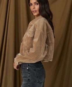 CLOUD TEN CLOTHING Nobody's Baby Brown Corduroy Crop Jacket