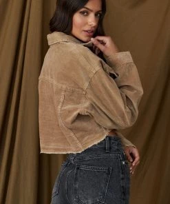 CLOUD TEN CLOTHING Nobody's Baby Brown Corduroy Crop Jacket