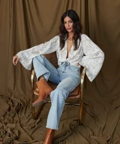 ACOA Elefante Beige Swirl Blouse CLOTHING