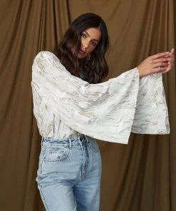 ACOA Elefante Beige Swirl Blouse CLOTHING