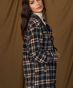LE LIS CLOTHING Austin Navy Plaid Shacket