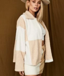 LE LIS Cashed Out White Colorblock Jacket